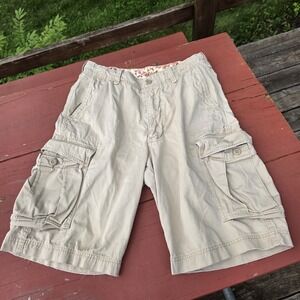 VTG Y2K Men's Hollister Wide-Leg Skate Khaki Cargo Shorts 30x11.5" JNCO Style‎